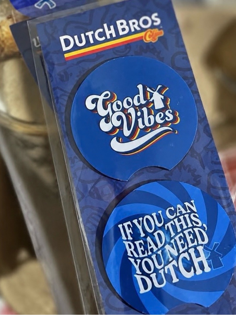 Dutch Bros Blue Round Car Cup Holder Coasters